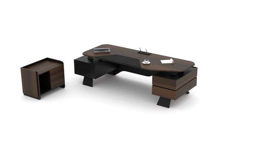 Exklusives 3-teiliges Maestro Büromöbel-Set für Chefbüros mit gigantischem 260 cm Schreibtisch und massivem 240 cm Highboard in modernem Design.