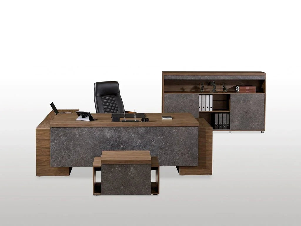Büro-Möbel-Set Stone 3-teilig in Eiche-Anthrazit für das Home-Office