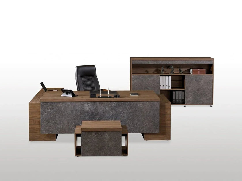 Büro-Möbel-Set Stone 3-teilig in Eiche-Anthrazit für das Home-Office