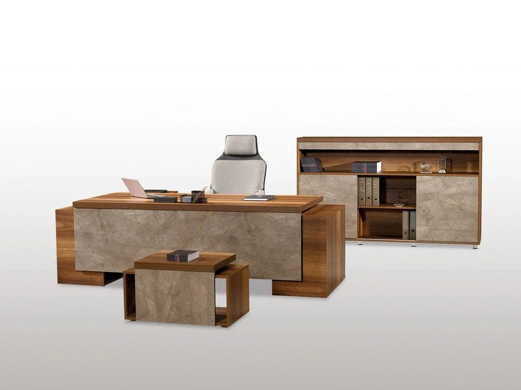 Büro-Möbel-Set Stone 3-teilig in Eiche-Anthrazit für das Home-Office