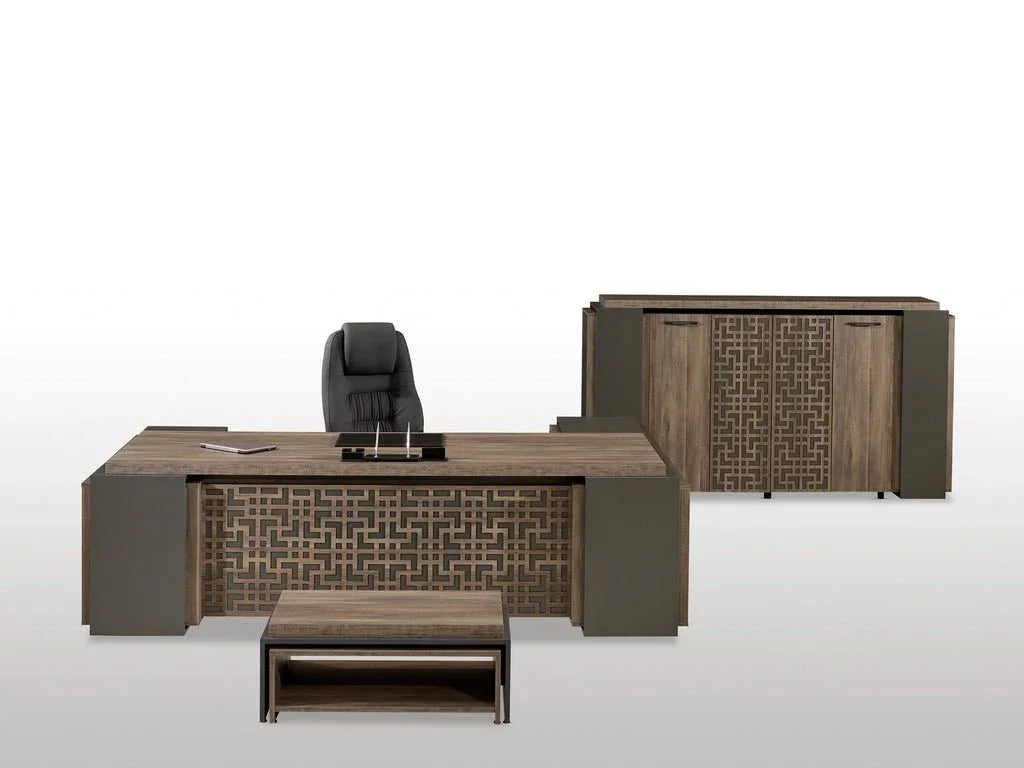 Büro-Möbel-Set Tuna 3-teilig in Eiche-Anthrazit für das Home-Office