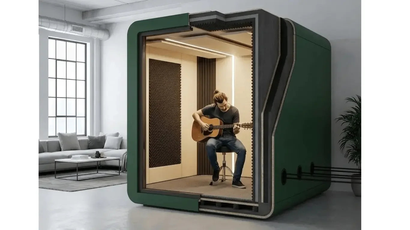 Schallisolierte Musik Box BEAT für Büro und Home Office – Akustikkabine für Musiker und konzentriertes Arbeiten